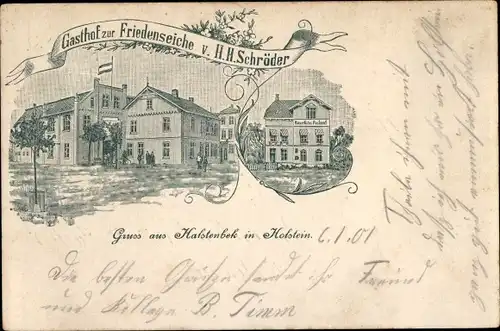 Litho Halstenbek in Holstein, Gasthof zur Friedenseiche