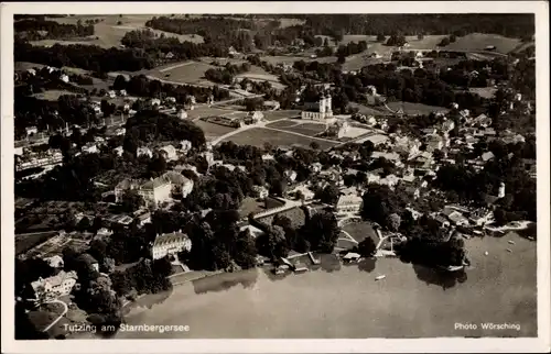 Ak Tutzing am Starnberger See Oberbayern, Fliegeraufnahme