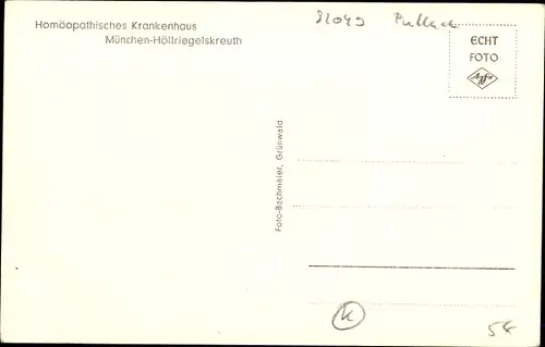 Ak Höllriegelskreuth Pullach Oberbayern, Homöopathisches Krankenhaus