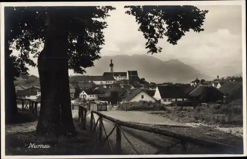 Foto Ak Murnau am Staffelsee, Ortspartie, Kirche