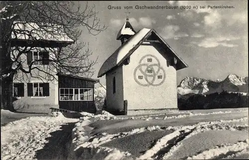 Ak Gschwandt Garmisch Partenkirchen Oberbayern, Restauration Gschwandtnerbauer, Winter