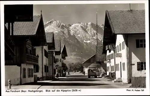 Ak Farchant Oberbayern, Straßenpartie, Alpspitze