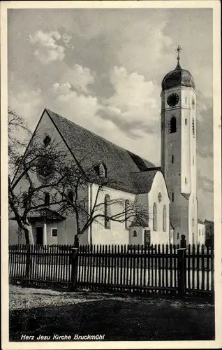 Ak Bruckmühl in Oberbayern, Herz Jesu Kirche