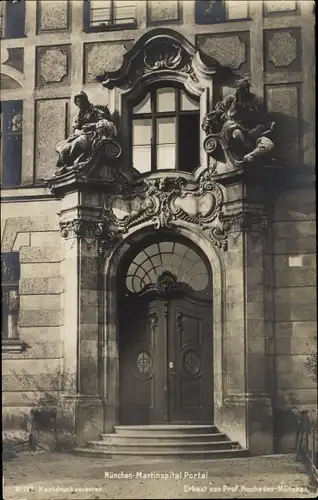 Ak München Giesing, Martinspital, Portal, Architekt Prof. Hocheder