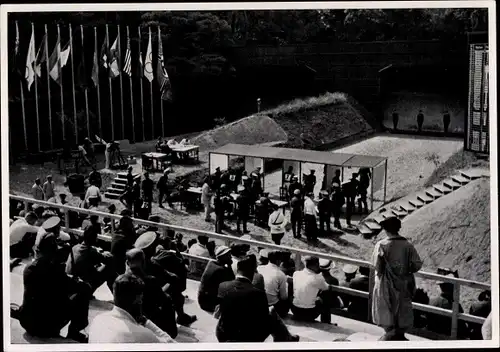 Sammelbild Olympia 1936, Schießstände in Ruhleben, Pistolenschießen, Moderner Fünfkampf