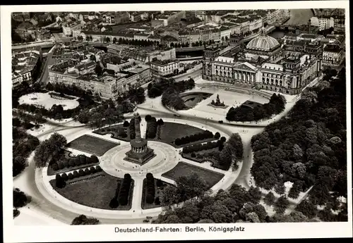 Foto Berlin Tiergarten, Zeppelin Fliegeraufnahme, Deutschland Fahrten, Königsplatz, Reichstag