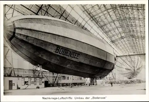 Foto Nachkriegsluftschiffe, Umbau LZ 120 Bodensee, Zeppelin, Inneres der Luftschiffhalle