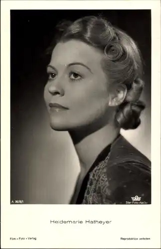 Ak Schauspielerin Heidemarie Hatheyer, Tobis Film A 3675 1, Portrait