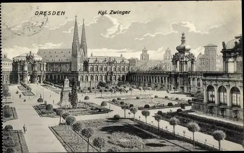 Ak Dresden, Kgl. Zwinger, Parkanlage