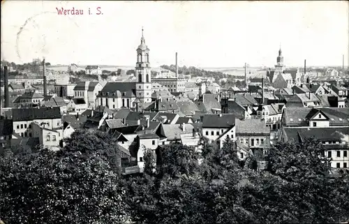 Ak Werdau an der Pleiße in Sachsen, Totalansicht von der Stadt