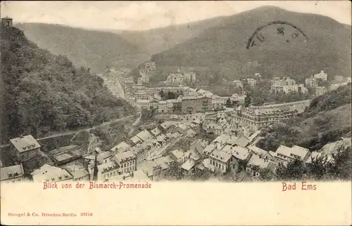 Ak Bad Ems an der Lahn, Blick von der Bismarck-Promenade