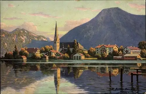 Künstler Ak Müller, H., Rottach Egern in Oberbayern, Ort, Berge