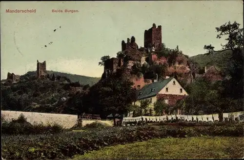 Ak Manderscheid in der Eifel, Beide Burgen