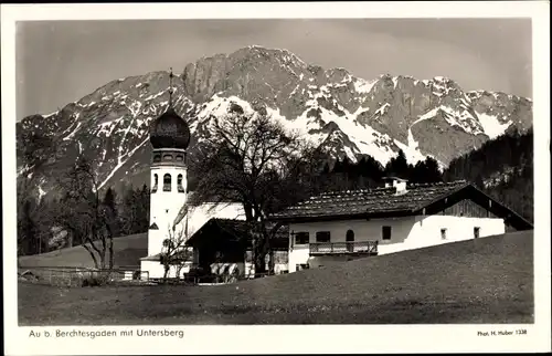 Ak Au Berchtesgaden in Oberbayern, Teilansicht mit Untersberg