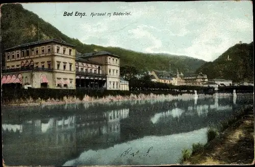 Ak Bad Ems an der Lahn, Kursaal mit Bäderlei