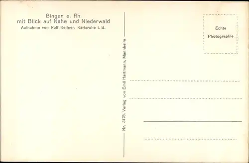 Ak Bingen am Rhein, Blick auf Nahe und Niederwald