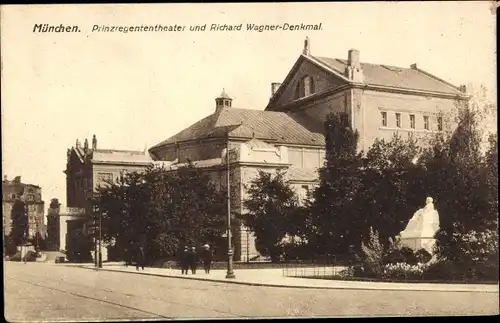 Ak München, Prinzregententheater und Richard Wagner Denkmal
