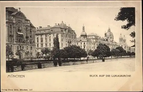 Ak München, Blick auf die Lukaskirche