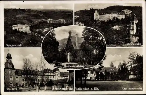 Ak Schönstatt Vallendar am Rhein, Gesamtansicht, Gnadenkapellchen, Bundesheim, Wildburg