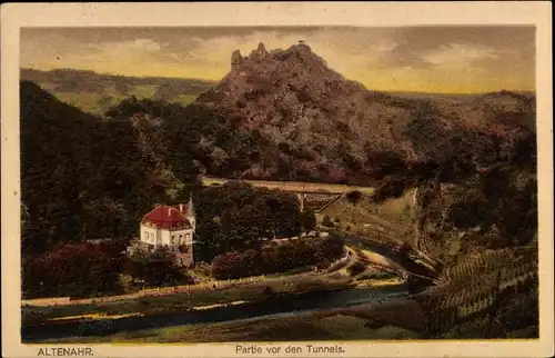 Ak Altenahr im Ahrtal, Partie vor den Tunnels