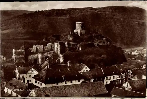 Ak Heimbach in der Eifel, Ortsansicht, Burg