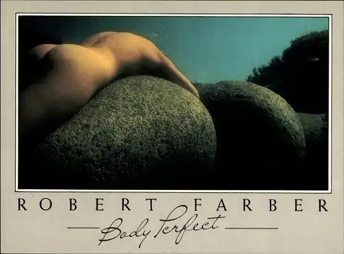 Ak Robert Farber Body Perfect, Frauenakt, Po, Steine