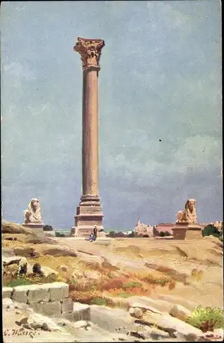 Künstler Ak Alexandria Ägypten, Pompey's Pillar