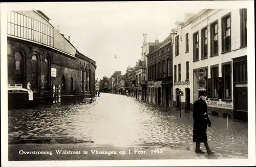 Ak Vlissingen Zeeland Niederlande, Overstroming Walstraat 1. Febr. 1953