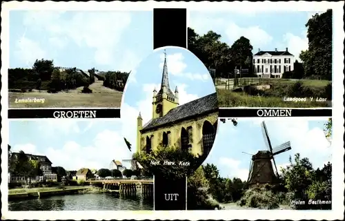 Ak Ommen Overijssel Niederlande, Molen, Ned. Herv. Kerk