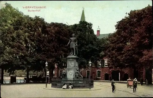 Ak 's Gravenhage Den Haag Südholland, Blick auf den Buitenhof, Denkmal