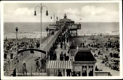 Ak Scheveningen Den Haag Südholland, Pier en Strand