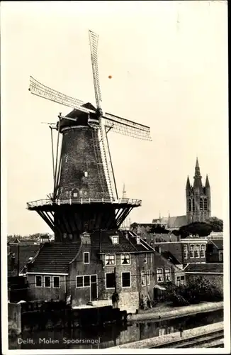 Ak Delft Südholland Niederlande, Molen a.d. Spoorsingel