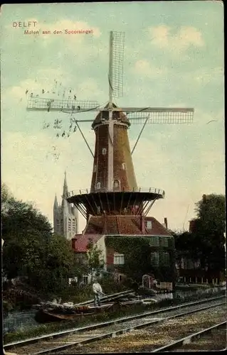 Ak Delft Südholland Niederlande, Molen a.d. Spoorsingel