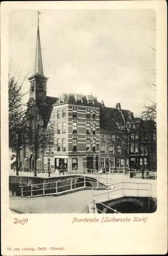 Ak Delft Südholland Niederlande, Noordeinde, Luthersche Kerk