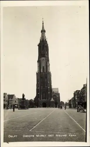 Ak Delft Südholland Niederlande, Groote Markt met nieuwe Kerk
