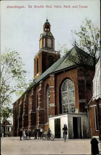 Ak Vlaardingen Südholland, De Groote Ned. Herv. Kerk met Toren