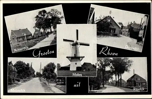 Ak Roon Rhoon Südholland, Molendijk, Rijsdijk, Dorpsdijk, Achterdijk, Molen