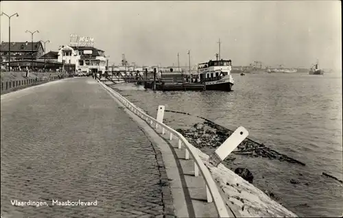 Ak Vlaardingen Südholland, Maasboulevard, Dampfer