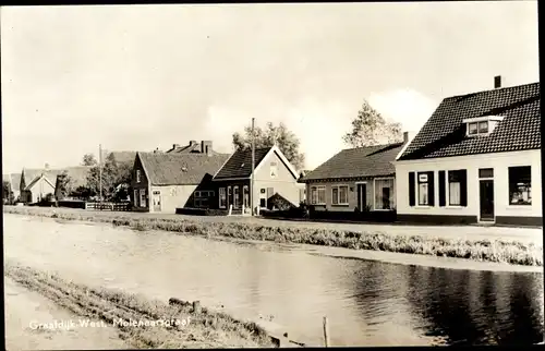 Ak West Graftdijk Molenaarsgraaf Molenwaard Südholland Niederlande, Häuserreihe