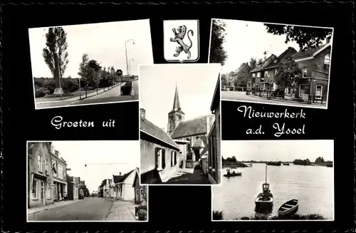 Ak Nieuwerkerk aan den IJssel Südholland, Straßenpartie, Kirche, Wasserblick