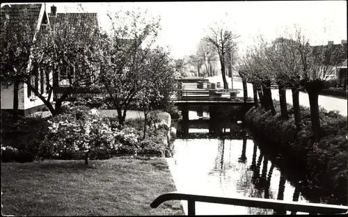 Ak Leerbroek Utrecht Südholland, Fluss, Brücke, Häuser