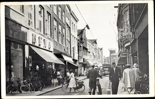 Ak Zwolle Overijssel Niederlande, Diezerstraat, Passanten, Fahrräder