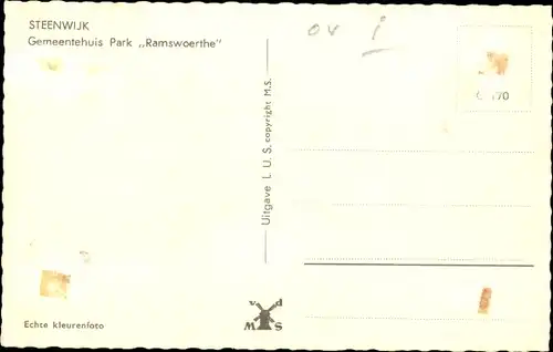 Ak Steenwijk Overijssel, Gemeentehuis Park Ramswoerthe