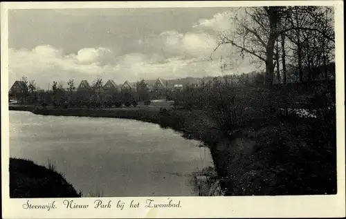 Ak Steenwijk Overijssel, Nieuw Park bij het Zwembad