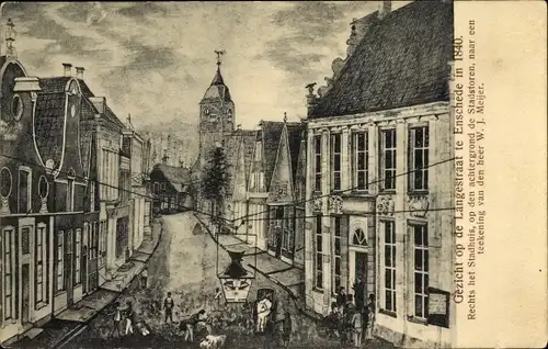 Ak Enschede Overijssel Niederlande, Langestraat 1840