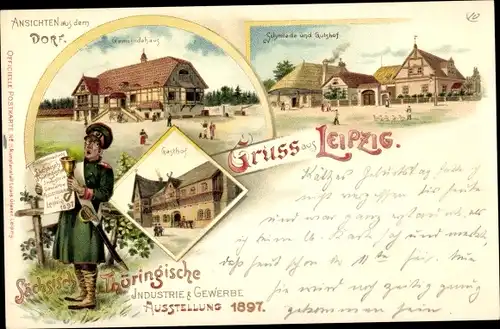 Litho Leipzig in Sachsen, Sächs. Thür. Industrie- und Gewerbeausstellung 1897, Schmiede