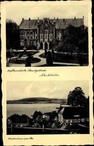 Ak Neukloster in Mecklenburg, Aufbauschule Hauptgebäude, Fischerhaus am See