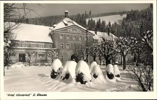 Ak Sankt Blasien im Schwarzwald, Hotel Klosterhof, Winter