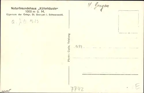 Ak St. Georgen im Schwarzwald, Naturfreundehaus Küferhäusle