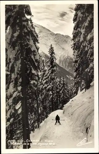 Ak Chamonix Mont Blanc Haute Savoie, Départ de la piste, Skipartie